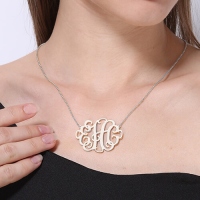 Stylish Monogram Necklace In Sterling Silver